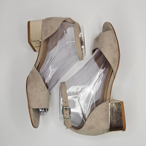 KAARI BLUE Danni Taupe Suede Block Heel Ankle Strap Sandals Size 6 - Picture 4 of 8